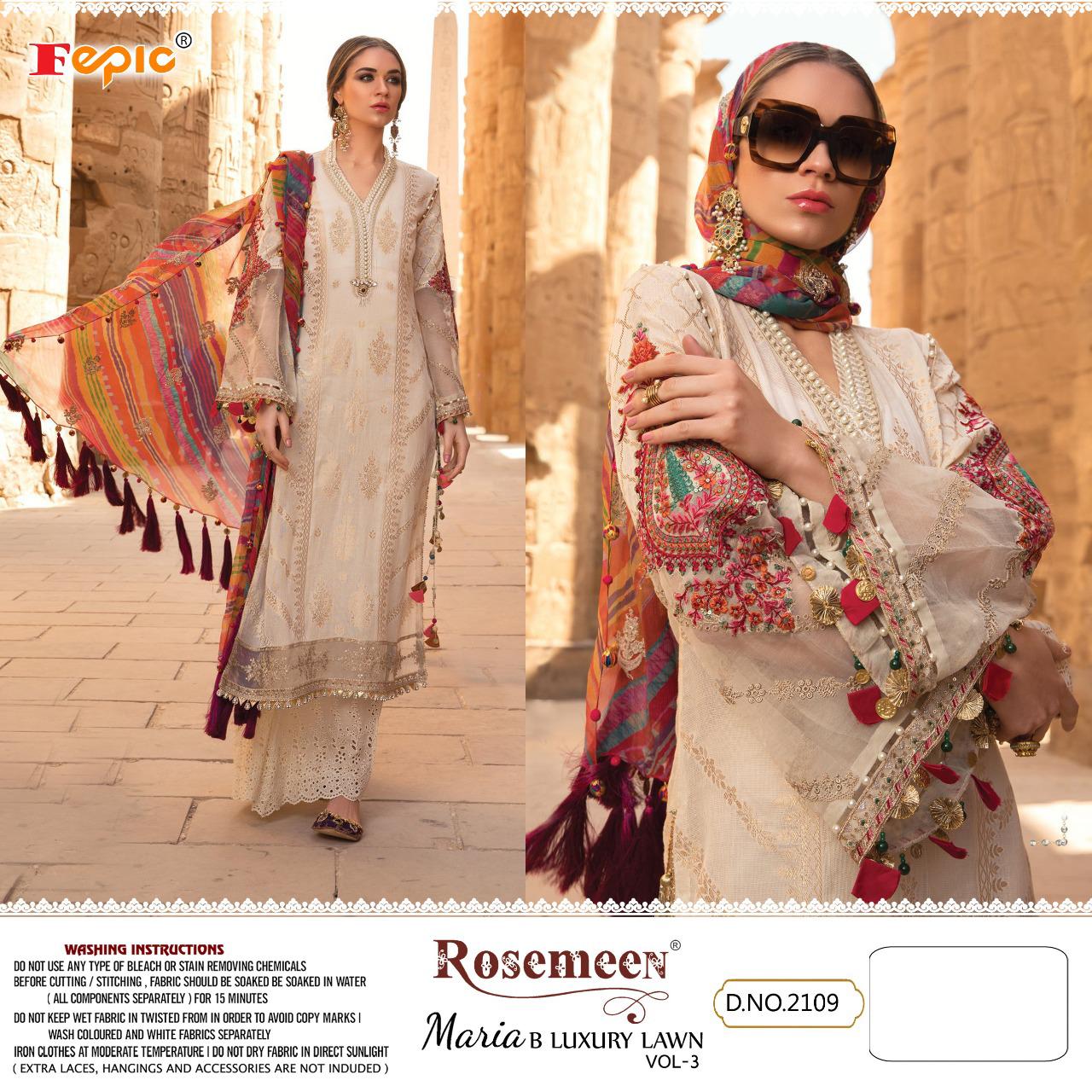 Fepic Rosemeen Maria B Luxury Lawn Vol-3 2109-2119 Series