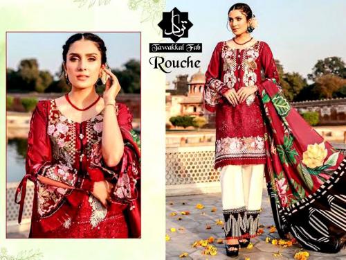 Tawakkal Fab Rouche Maroon Dress Material 