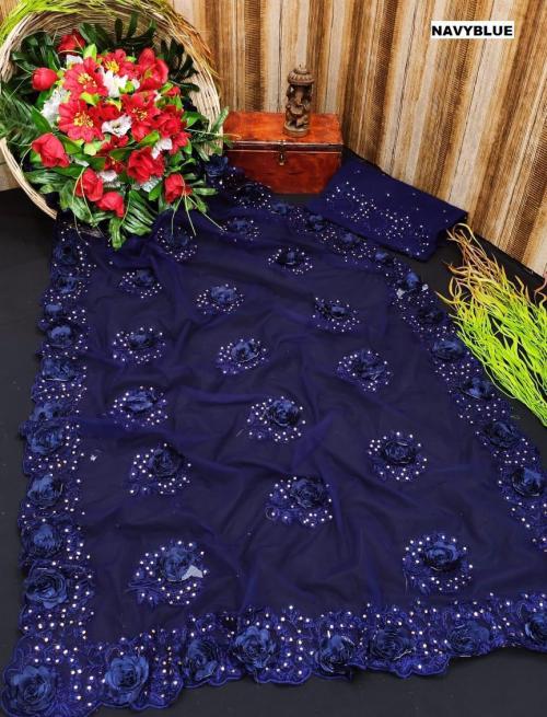 Sabyasachi Net Collection DF-3159 Blue Price - 1499