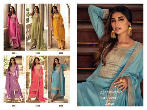 Aashirwad Creation Gulkand Zeeya 9664-9669 Price - 12570
