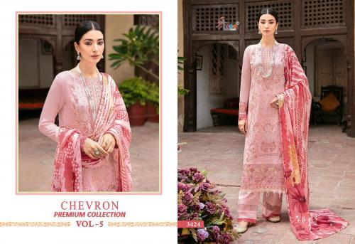 SHREE FAB CHEVRON PREMIUM COLLECTION VOL-05 3424 Price - CHIFFON DUP - 949, COTTON DUP - 1000