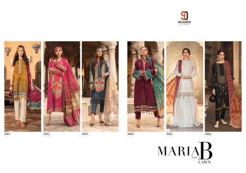 Shraddha Designer Maria B Lawn 3001-3006 Price - Chiffon Dup-4794, Cotton Dup-5094	