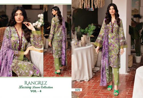 SHREE FAB RANGREZ LUXURY LAWN COLLECTION VOL-04 3472 Price - CHIFFON DUP - 680, COTTON DUP - 730