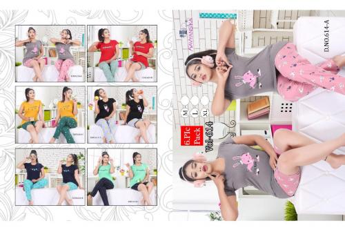 Kavyansika Triplet Nightsuit 614 Colors Price - M-3240, L-3330, XL-3420