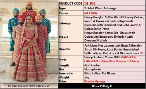 Bollywood Designer Lehenga DJ-105 Price - 3199