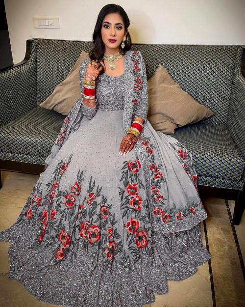 Buy Embroidery Work Gown Anarkali Gown Pakistani Style Wedding Dress Indian Bollywood  Style Designer Gown Cording Work Long Maxi Dress Online in India - Etsy