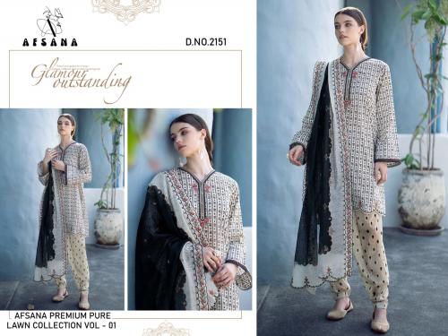 AFSANA PREMIUM PURE LAWN COLLECTION VOL-01 2151 Price - 1349