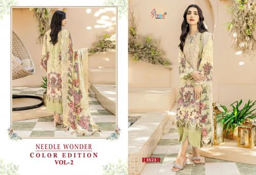 SHREE FAB NEEDLE WONDER COLOUR EDITION VOL-2 3523 Price - Chiffon Dup - 600, Cotton Dup - 649