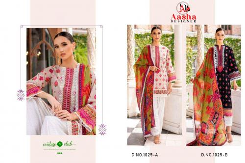 AASHA DESIGNER M PRINTS VOL-7 1025-A TO 1025-B Price - Cotton Dup - 1700,Chiffon - 1598