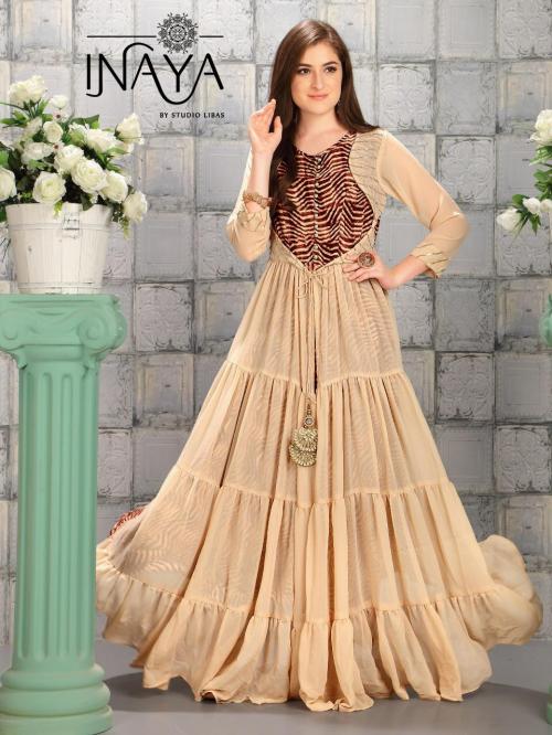 Popular Cream Stone Gown and Cream Stone Designer Gown Online Shopping