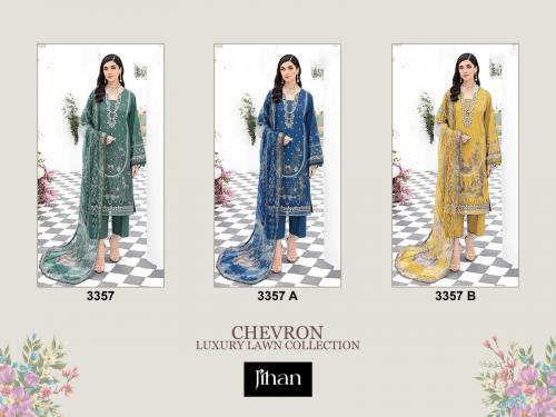 JIHAN CHEVRON LUXURY LAWN COLLECTION 3357 TO 3357-B Price - CHIFFON DUP - 2070, COTTON DUP - 2190
