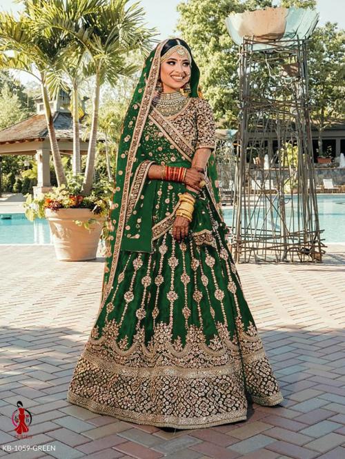 Buy Bridal Lehenga Choli - Heavy Viscose Mehndi Green Lehenga Choli –  Empress Clothing