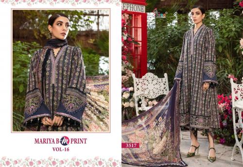 SHREE FAB MARIA B M PRINTS VOL-16 3517 Price - CHIFFON DUP - 725, COTTON DUP - 775