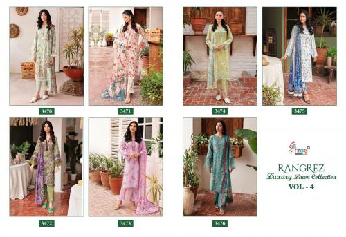 SHREE FAB RANGREZ LUXURY LAWN COLLECTION VOL-04 3470 TO 3476 Price - CHIFFON DUP - 4760, COTTON DUP - 5110