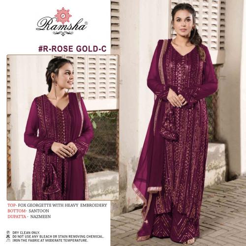 Ramsha Suit R-Rose Gold-C Price - 1300