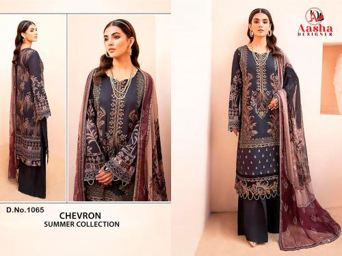 AASHA DESIGNER CHEVRON SUMMER COLLECTION 1065 Price - CHIFFON DUP - 800, COTTON DUP - 840