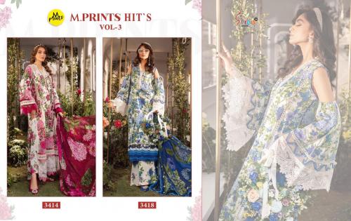 SHREE FAB M PRINTS HIT'S VOL-3 3414 AND 3418 Price - Chiffon Dup-1450, Cotton Dup-1550