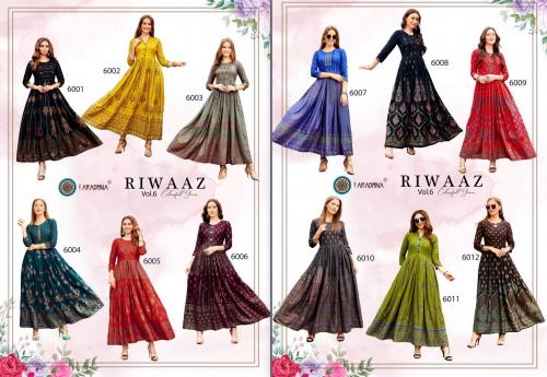 Aradhna Fashion Riwaaz Vol-6 6001-6012 Price - 7788