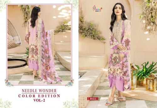 SHREE FAB NEEDLE WONDER COLOUR EDITION VOL-2 3522 Price - Chiffon Dup - 600, Cotton Dup - 649