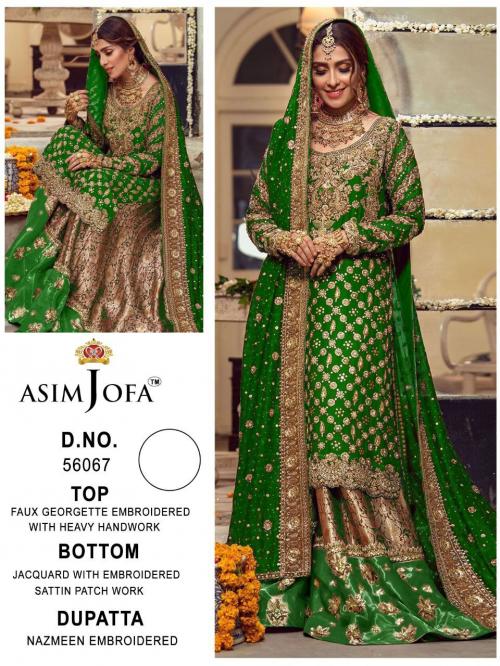 Asim Jofa Bridal Super Hit Green Color 56067 Design 