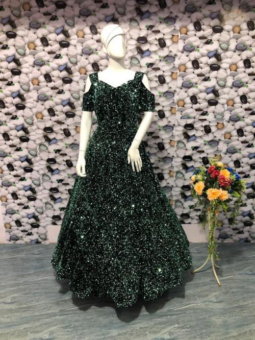 Sequins Party Wear Gown 7050 Green Price - 1899