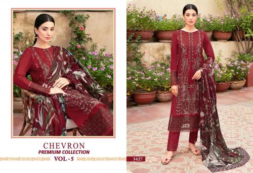 SHREE FAB CHEVRON PREMIUM COLLECTION VOL-05 3427 Price - CHIFFON DUP - 949, COTTON DUP - 1000