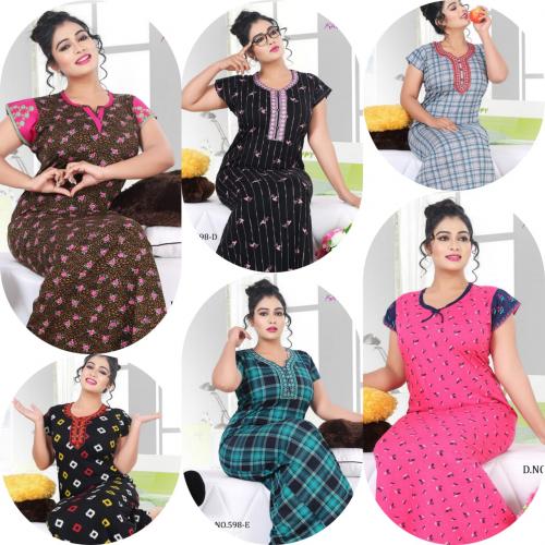 Kavyansika Hosiery Nighty 598 Colors Price - Xl-2640, Xxl-2760