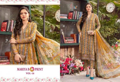 SHREE FAB MARIA B M PRINTS VOL-16 3513 Price - CHIFFON DUP - 725, COTTON DUP - 775