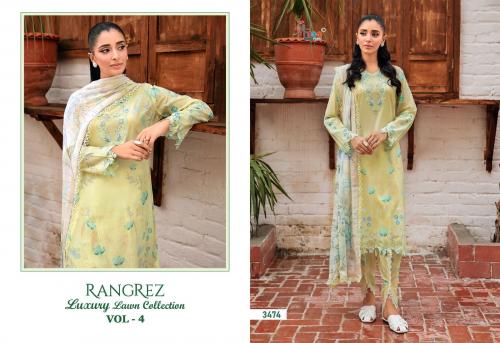 SHREE FAB RANGREZ LUXURY LAWN COLLECTION VOL-04 3474 Price - CHIFFON DUP - 680, COTTON DUP - 730