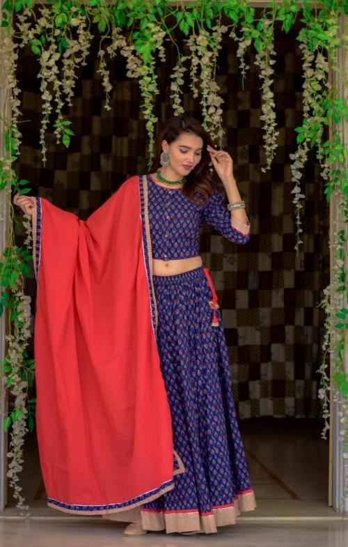Non Catalog Diwali Special For Cotton Top & Skirt 1002 Price - 2350