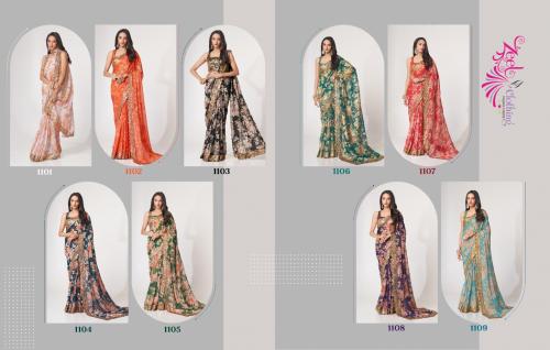 Zeel Clothing Floral Saree 1101-1109 Price - 15300
