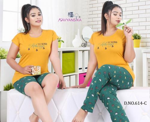 Kavyansika Triplet Nightsuit 614 C Price - M-540 L-555 XL-570 