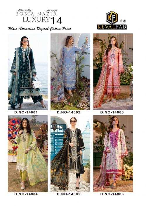 KEVAL FAB SOBIA NAZIR VOL-14 14001 TO 14006 Price - 3294