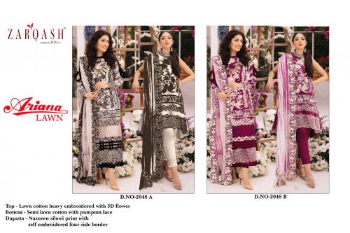 Khayyira Suits Zarqash Ariana Lawn 2048 Colors  Price - 2498