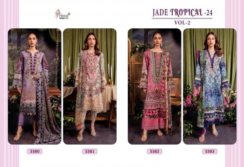 SHREE FAB JADE TROPICAL VOL-2 3380 TO 3383 Price - Silver Dup- 2400, Cotton Dup- 2596