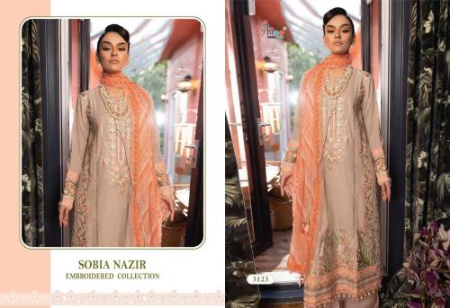 Shree Fab Sobia Nazir Lawn Collection 3123 Price - Chiffon Dup-1260 , Cotton Dup-1310