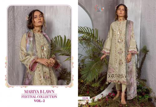 SHREE FAB MARIYA B LAWN FESTIVAL COLLECTION VOL-2 3526 Price - CHIFFON DUP - 1200, COTTON DUP - 1249