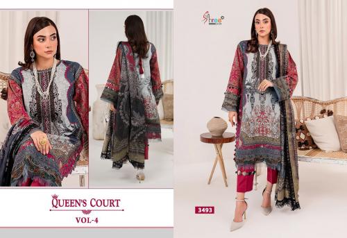 SHREE FAB QUEENS COURT VOL-4 3493 Price - SILVER DUP - 600, COTTON DUP - 649