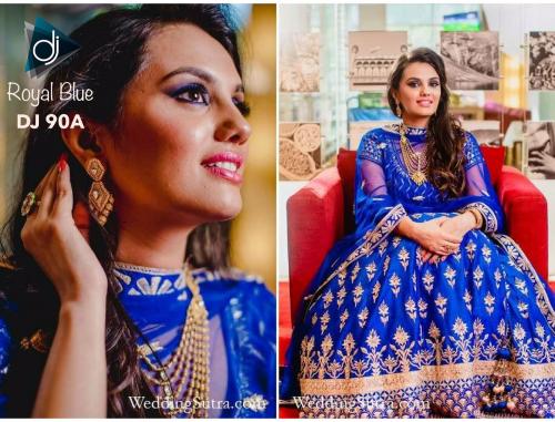 Buy Egyptian Blue Zardosi Embroidered Raw Silk Bridal Lehenga Online |  Samyakk