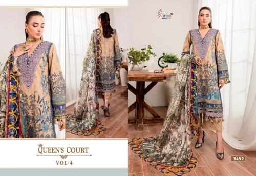 SHREE FAB QUEENS COURT VOL-4 3492 Price - SILVER DUP - 600, COTTON DUP - 649