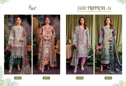 SHREE FAB JADE TROPICAL-24 3376 TO 3379 Price - Silver Dup- 2400, Cotton Dup- 2596