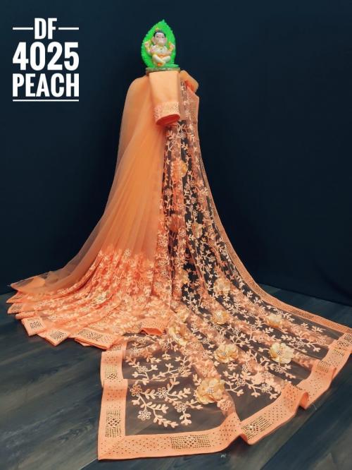 DF Saree 4025 Peach Price - 1400
