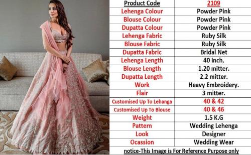Bollywood Bridal Designer Lehenga 2109 Price - 2500