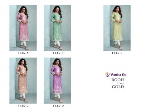 Vamika Nx Rooh Vol-6 Gold 1135 Colors  Price - Only Kurti :-2500 ,Kurti With Pant :-3000	