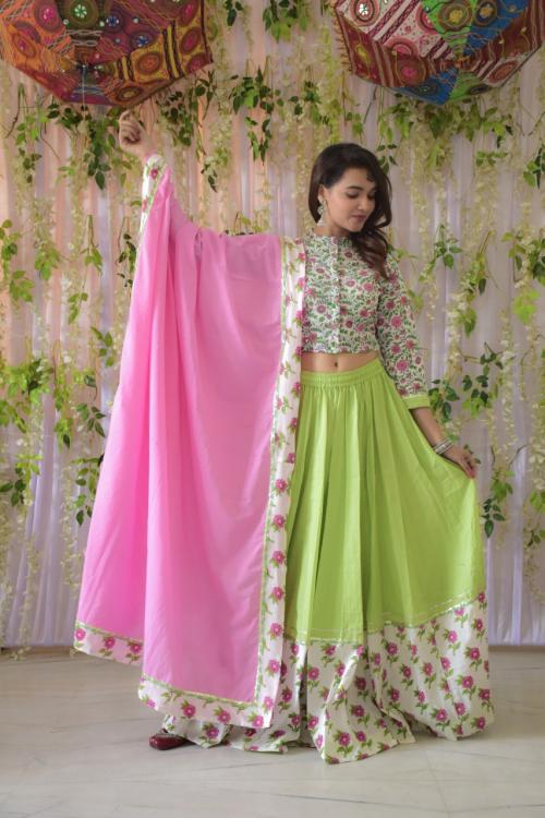 Non Catalog Diwali Special For Cotton Top & Skirt 1004 Price - 2350