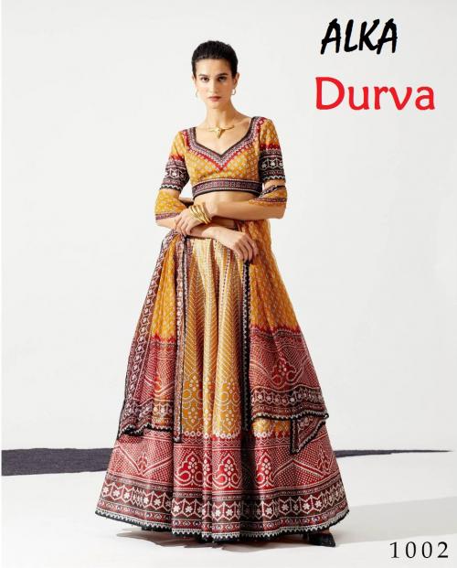Alka Durva 1001 Price - Un Stitched=2085 ,Ready Made =2285