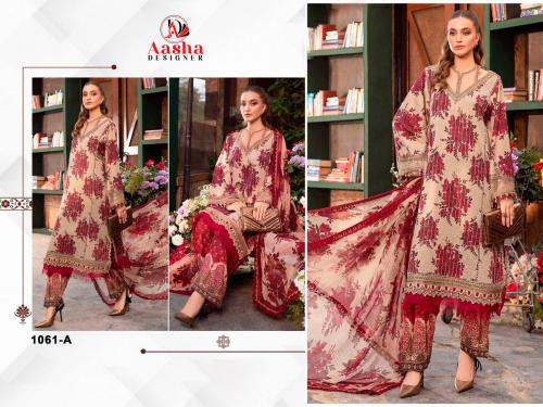 AASHA DESIGNER MARIAB M PRINTS 1061-A Price - Chiffon Dup - 649, Cotton Dup - 699