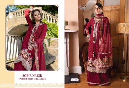 Shree Fab Sobia Nazir Lawn Collection 3118 Price - Chiffon Dup-1260 , Cotton Dup-1310