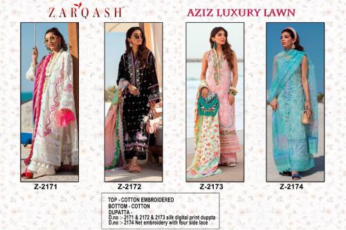 Zarqash Aziz Luxury Lawn Z-2171 to Z-2174 Price - 5040