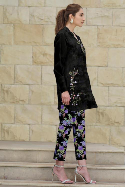 Al Meera Luxury Pret Collection 1115 Black-Purple Price - 1150
